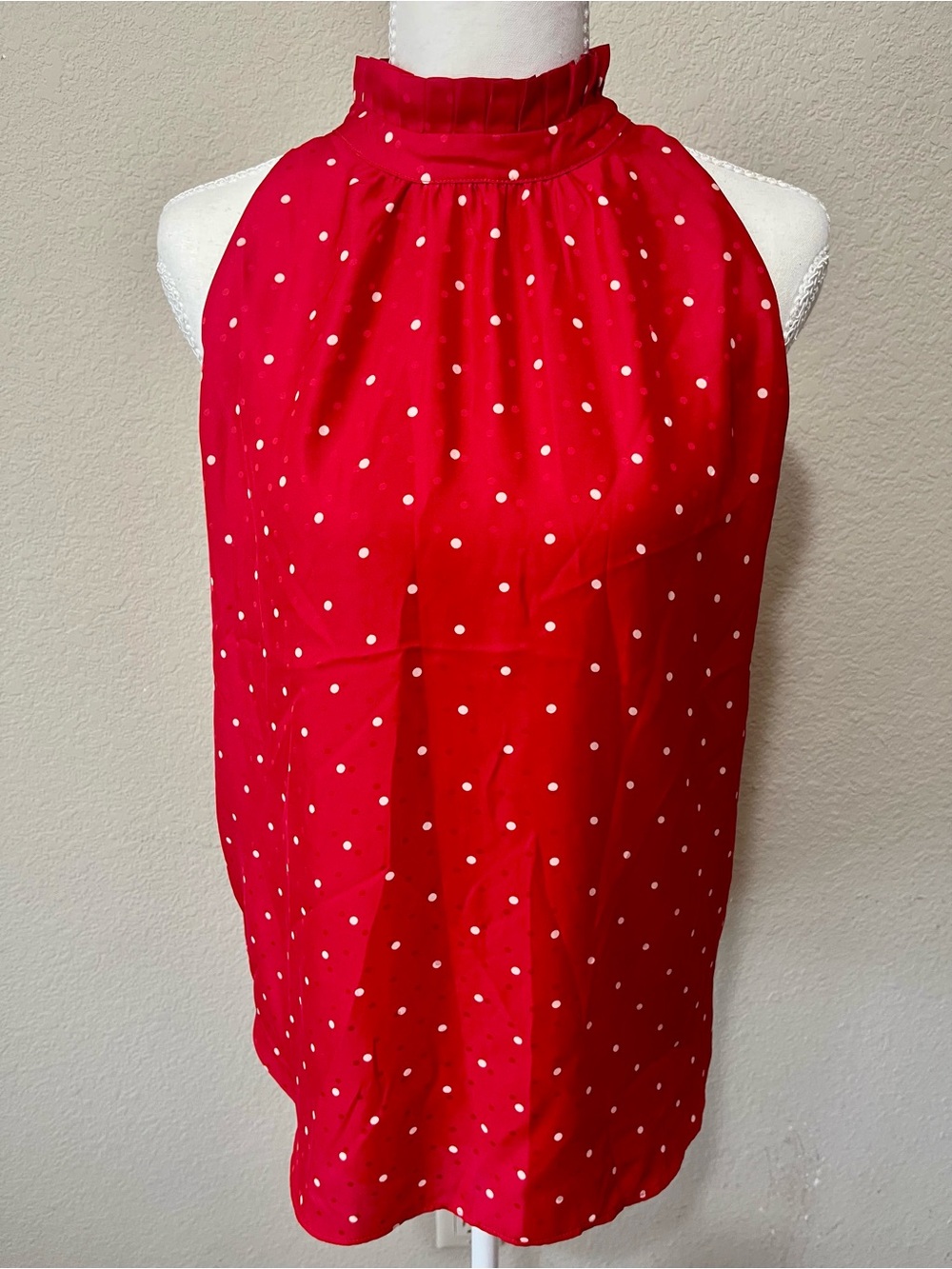 Ann Taylor Red Polka Dot Halter Neck Top